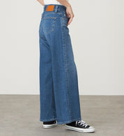SOMETHING JEANS LISA SEMI WIDE SKY35-46  MID BLUE USED WASH