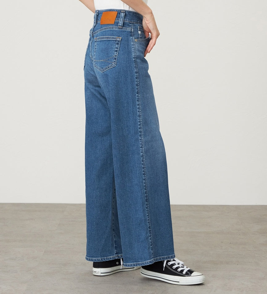SOMETHING JEANS LISA SEMI WIDE SKY35-46  MID BLUE USED WASH