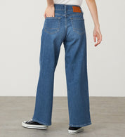SOMETHING JEANS LISA SEMI WIDE SKY35-46  MID BLUE USED WASH