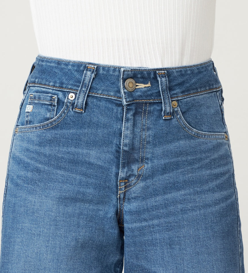SOMETHING JEANS LISA SEMI WIDE SKY35-46  MID BLUE USED WASH