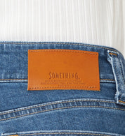 SOMETHING JEANS LISA SEMI WIDE SKY35-46  MID BLUE USED WASH