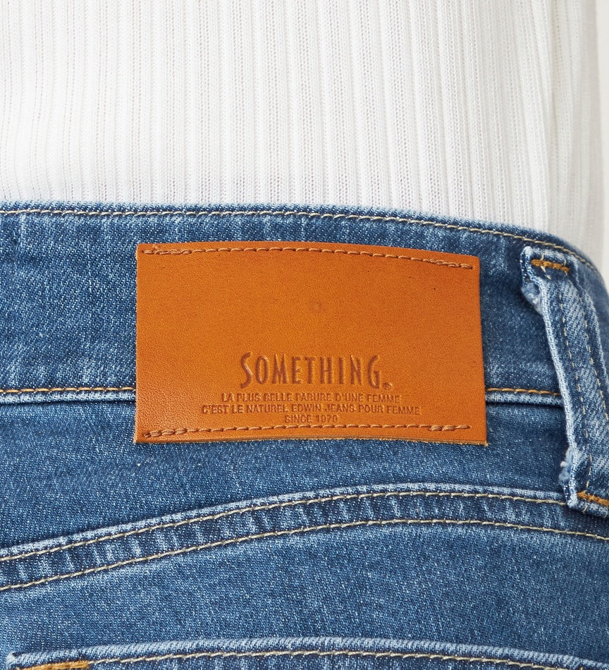 SOMETHING JEANS LISA SEMI WIDE SKY35-46  MID BLUE USED WASH