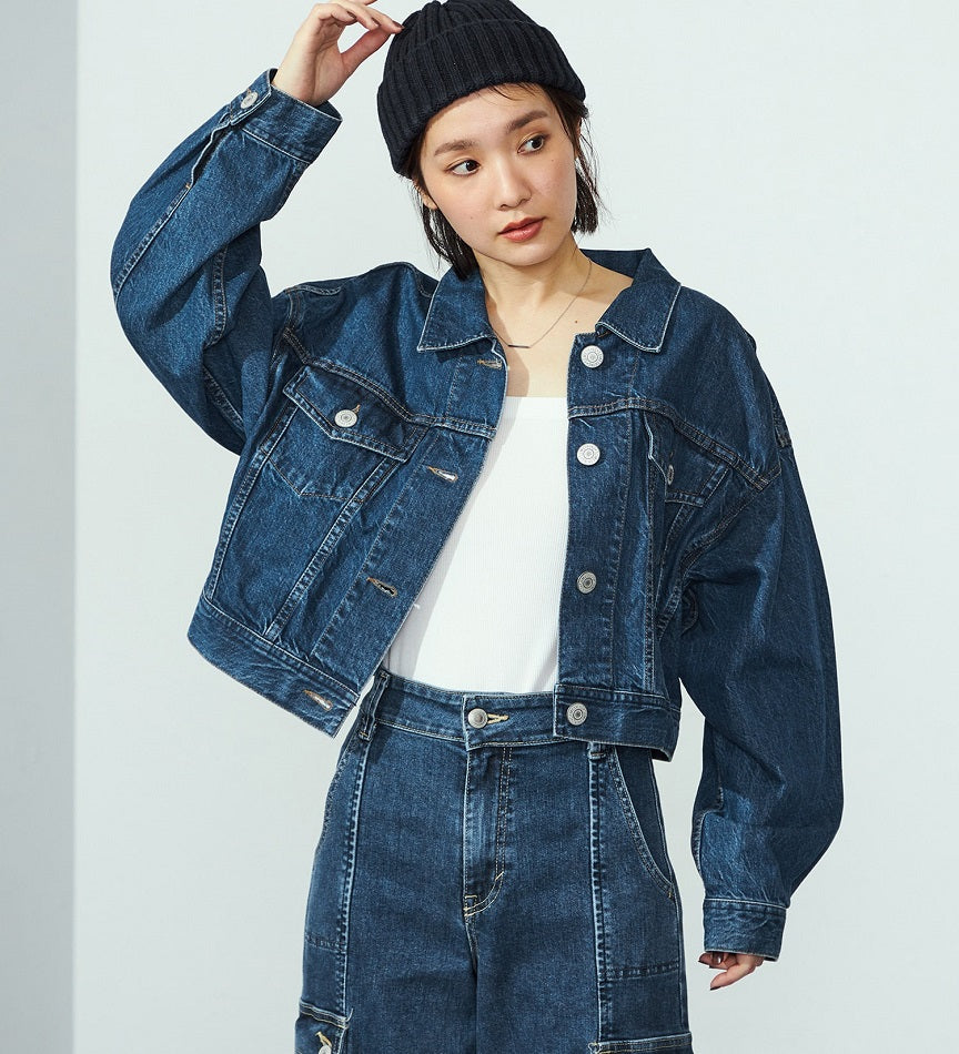 SOMETHING DENIM JACKET ST118-92 BIG DETAIL MID BLUE