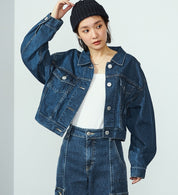 SOMETHING DENIM JACKET ST118-92 BIG DETAIL MID BLUE