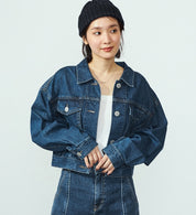 SOMETHING DENIM JACKET ST118-92 BIG DETAIL MID BLUE