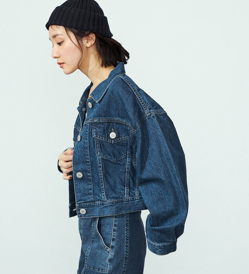 SOMETHING DENIM JACKET ST118-92 BIG DETAIL MID BLUE