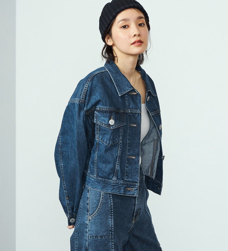 SOMETHING DENIM JACKET ST118-92 BIG DETAIL MID BLUE