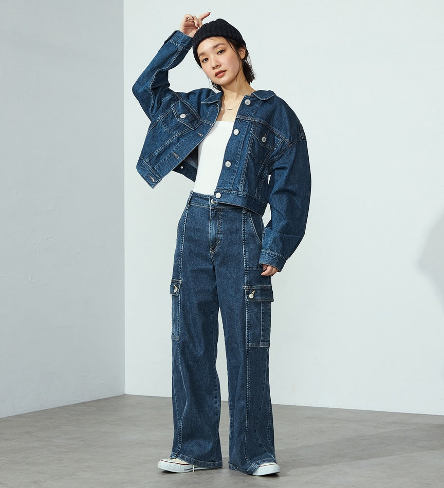 SOMETHING DENIM JACKET ST118-92 BIG DETAIL MID BLUE