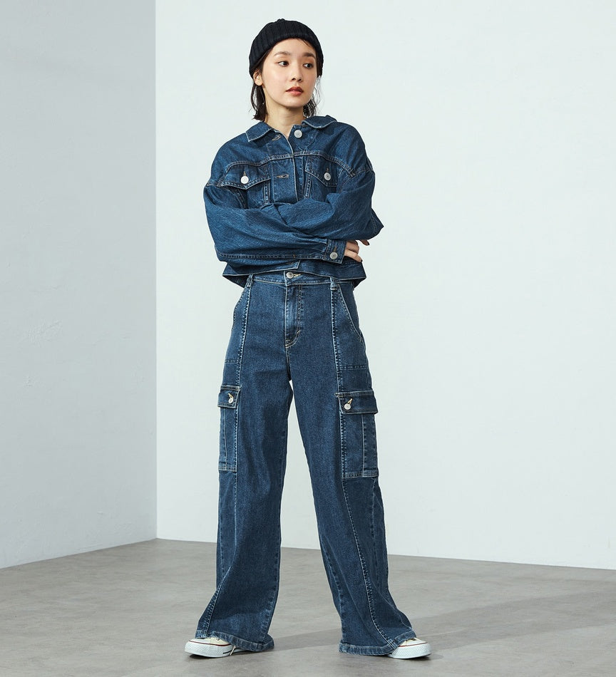 SOMETHING DENIM JACKET ST118-92 BIG DETAIL MID BLUE