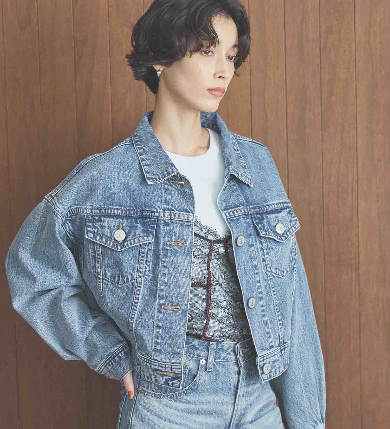 SOMETHING DENIM JACKET ST118-98 BIG DETAIL LIGHT BLUE