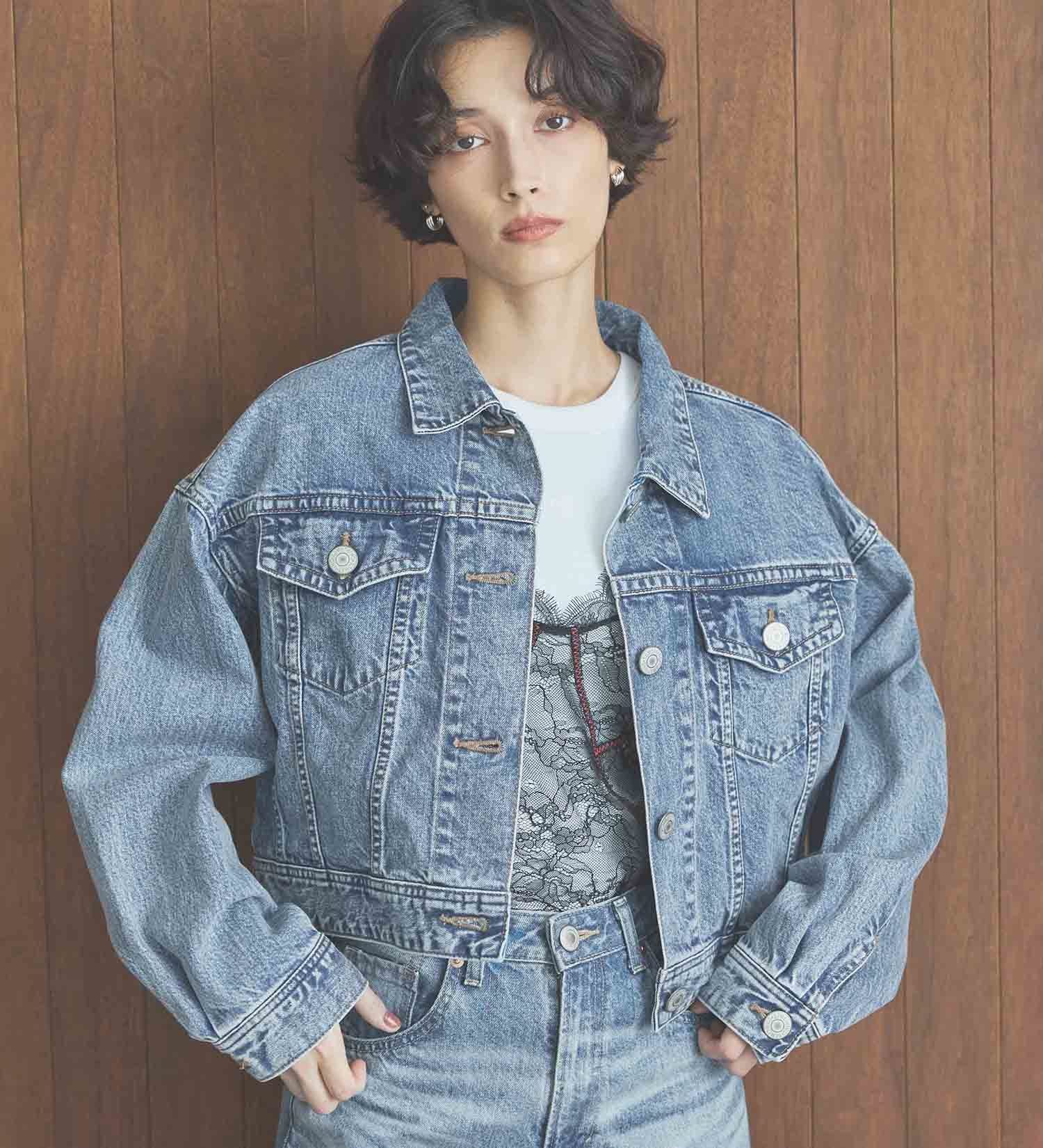 SOMETHING DENIM JACKET ST118-98 BIG DETAIL LIGHT BLUE