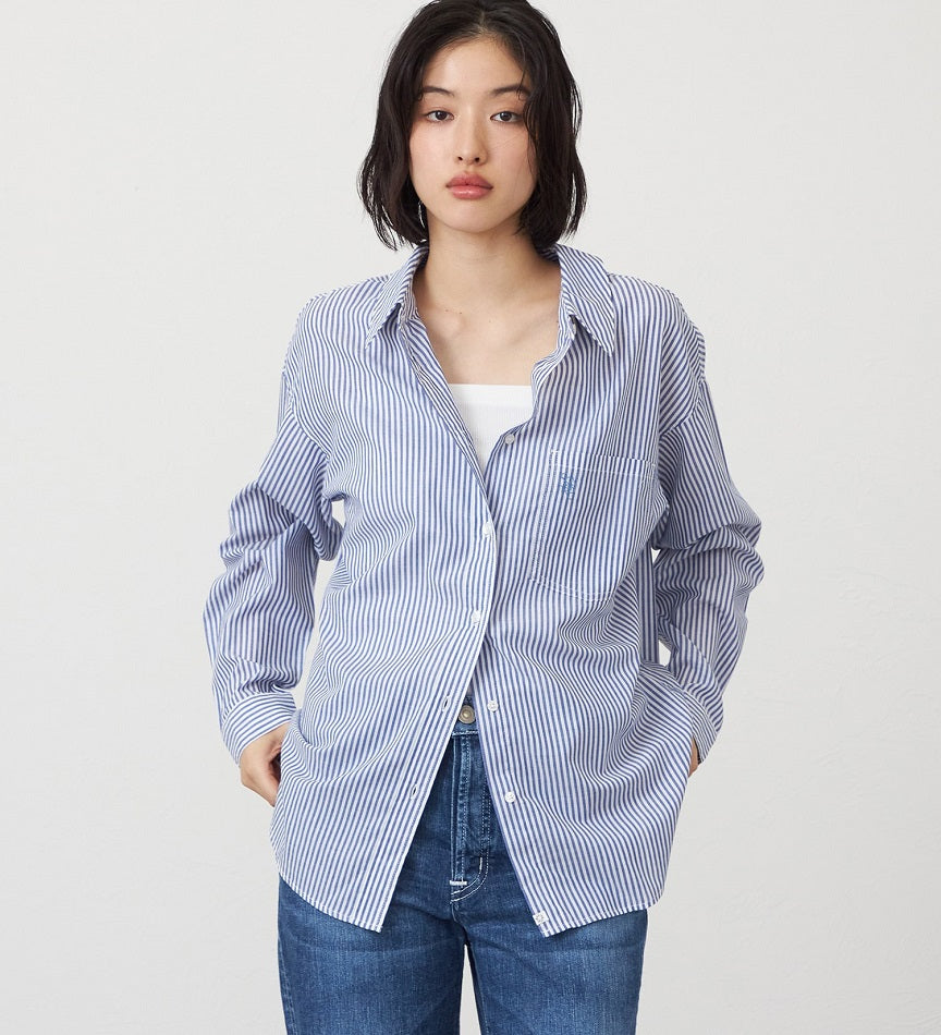 SOMETHING STRIPE SHIRTS ST223-6104 L/S NAVY