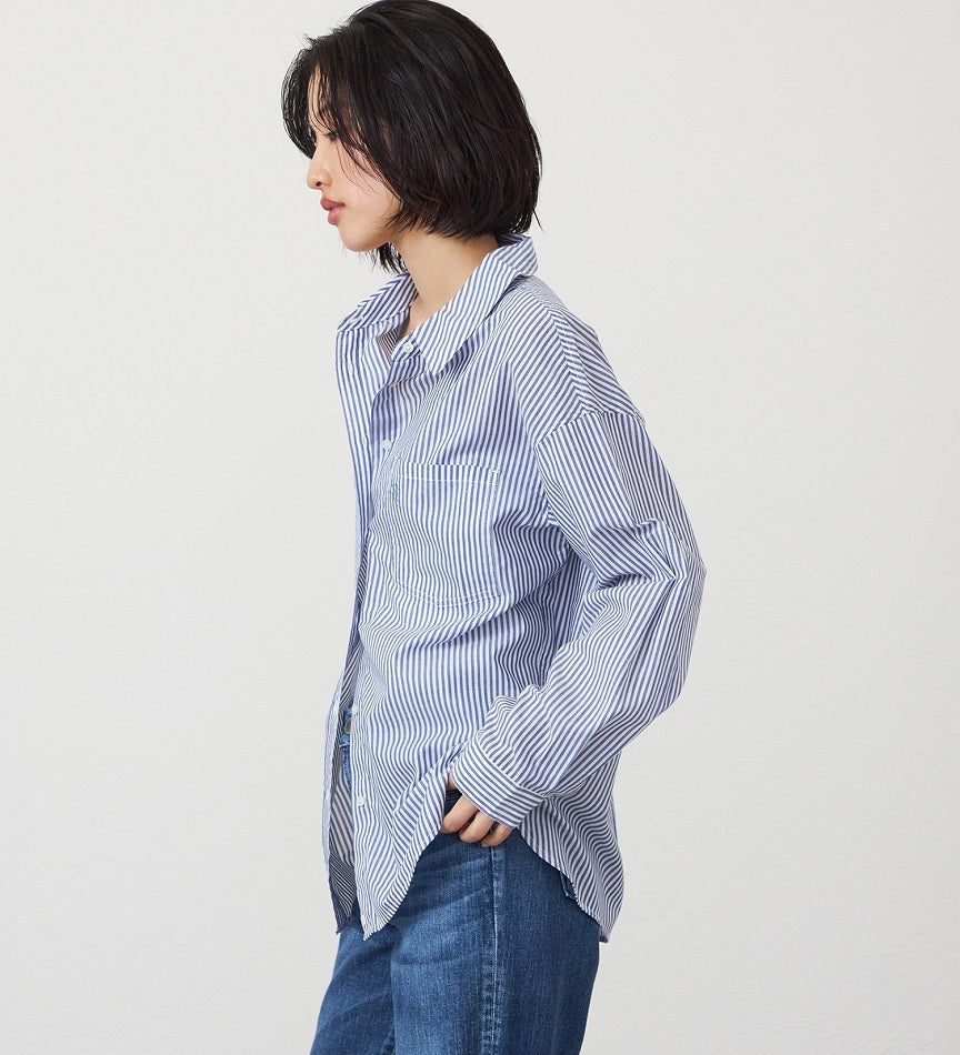 SOMETHING STRIPE SHIRTS ST223-6104 L/S NAVY