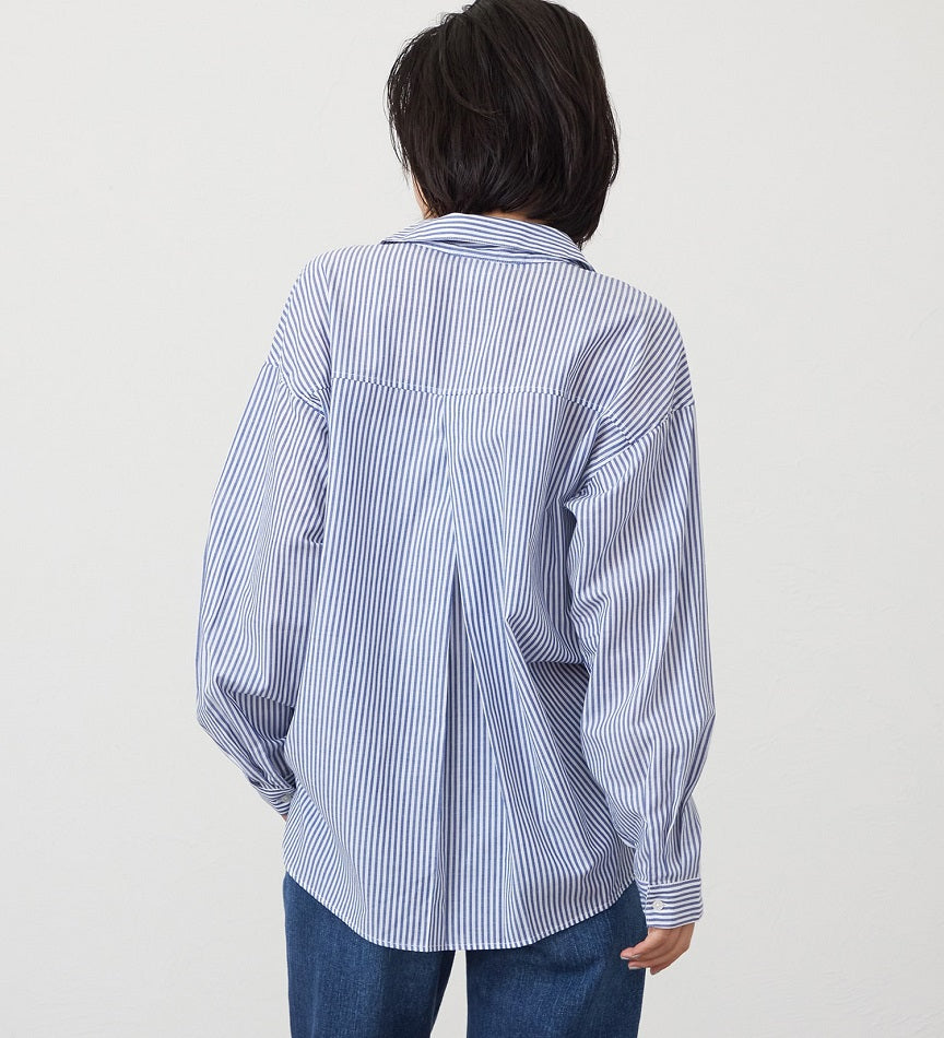 SOMETHING STRIPE SHIRTS ST223-6104 L/S NAVY