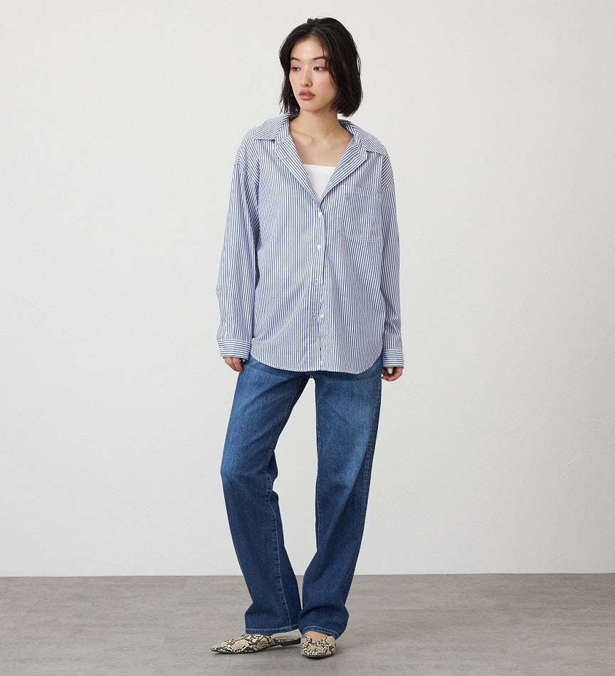 SOMETHING STRIPE SHIRTS ST223-6104 L/S NAVY