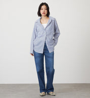 SOMETHING STRIPE SHIRTS ST223-6104 L/S NAVY