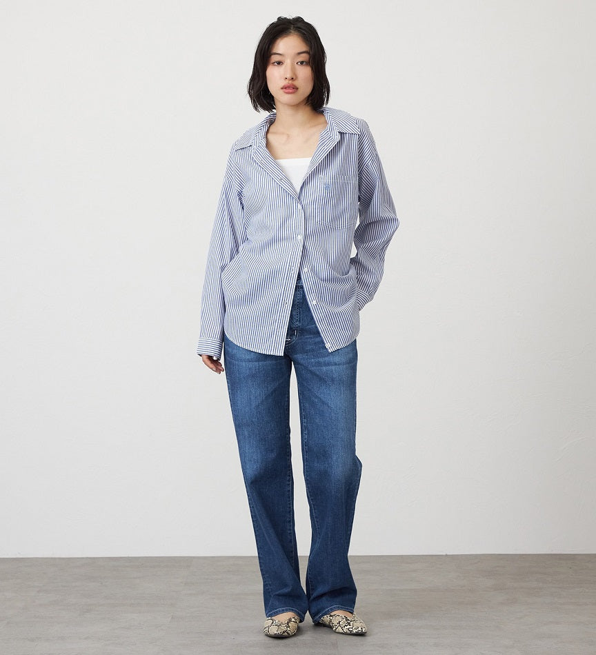 SOMETHING STRIPE SHIRTS ST223-6104 L/S NAVY