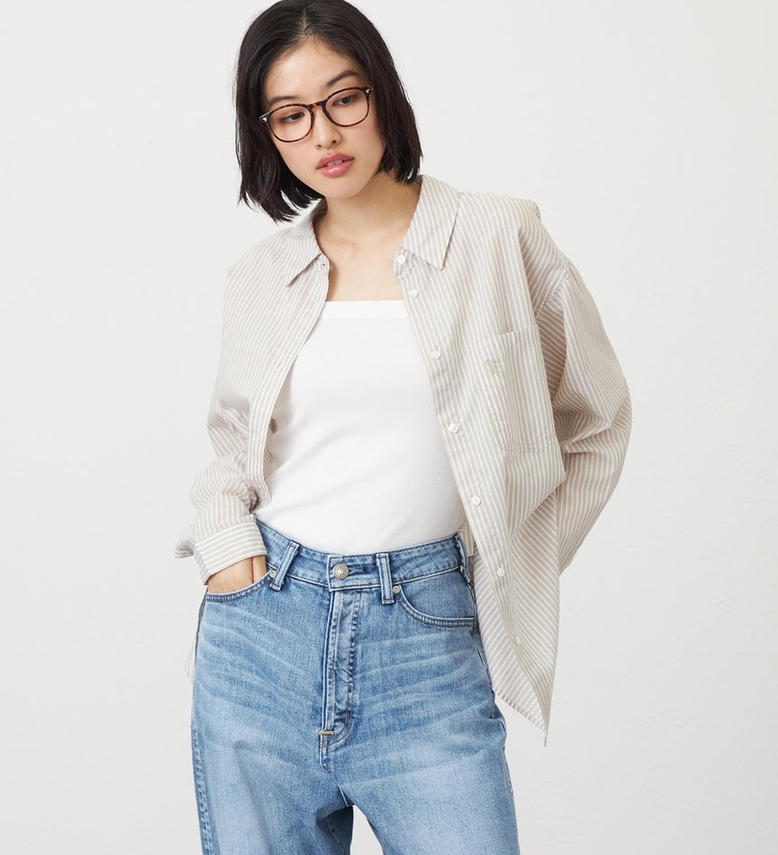 SOMETHING STRIPE SHIRTS ST223-6116 L/S BEIGE