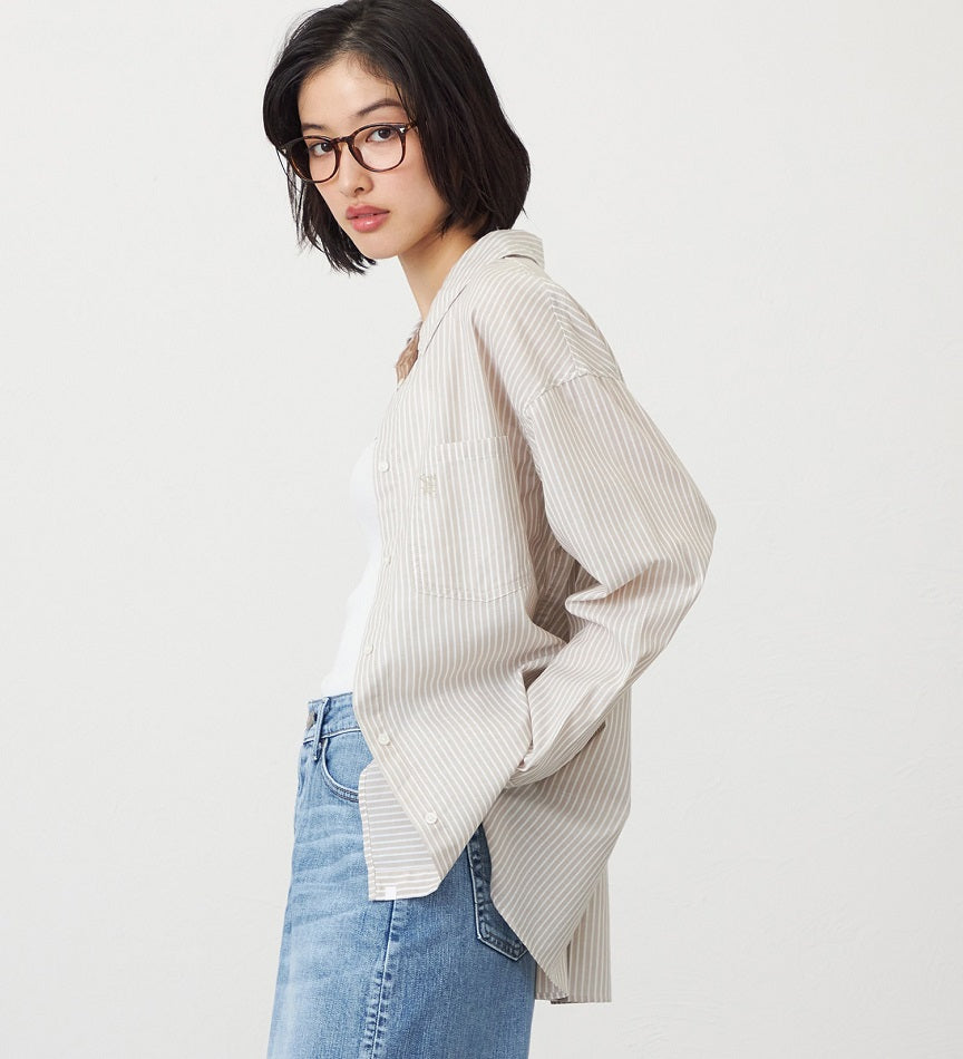 SOMETHING STRIPE SHIRTS ST223-6116 L/S BEIGE