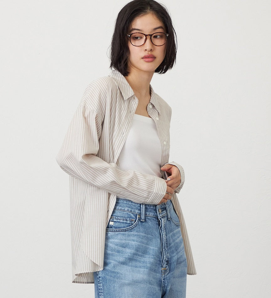 SOMETHING STRIPE SHIRTS ST223-6116 L/S BEIGE