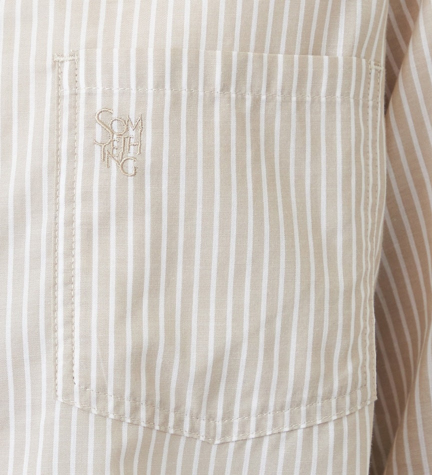 SOMETHING STRIPE SHIRTS ST223-6116 L/S BEIGE