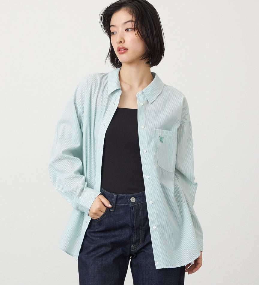 SOMETHING STRIPE SHIRTS ST223-6120 L/S GREEN