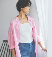 SOMETHING STRIPE SHIRTS ST223-6161 L/S PINK