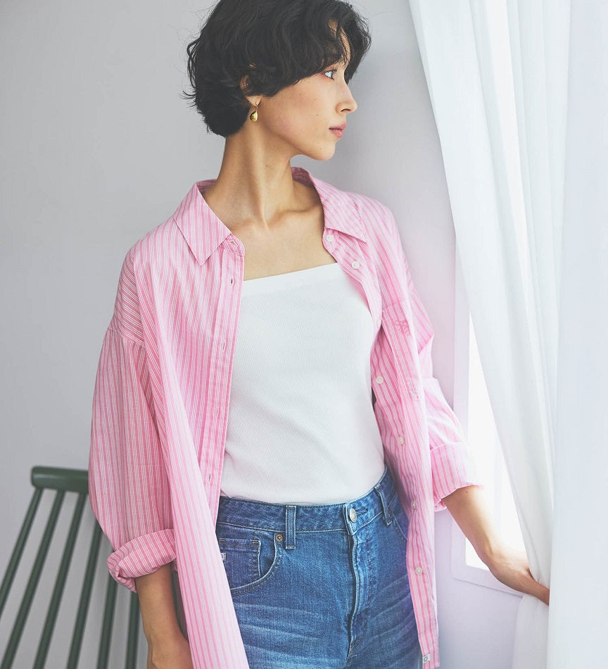 SOMETHING STRIPE SHIRTS ST223-6161 L/S PINK
