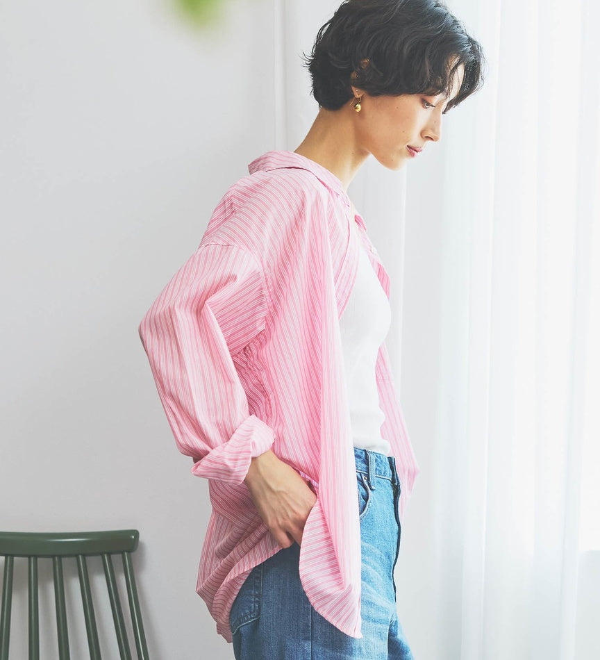 SOMETHING STRIPE SHIRTS ST223-6161 L/S PINK