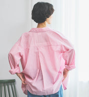 SOMETHING STRIPE SHIRTS ST223-6161 L/S PINK