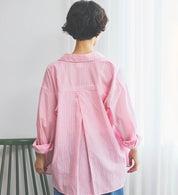 SOMETHING STRIPE SHIRTS ST223-6161 L/S PINK