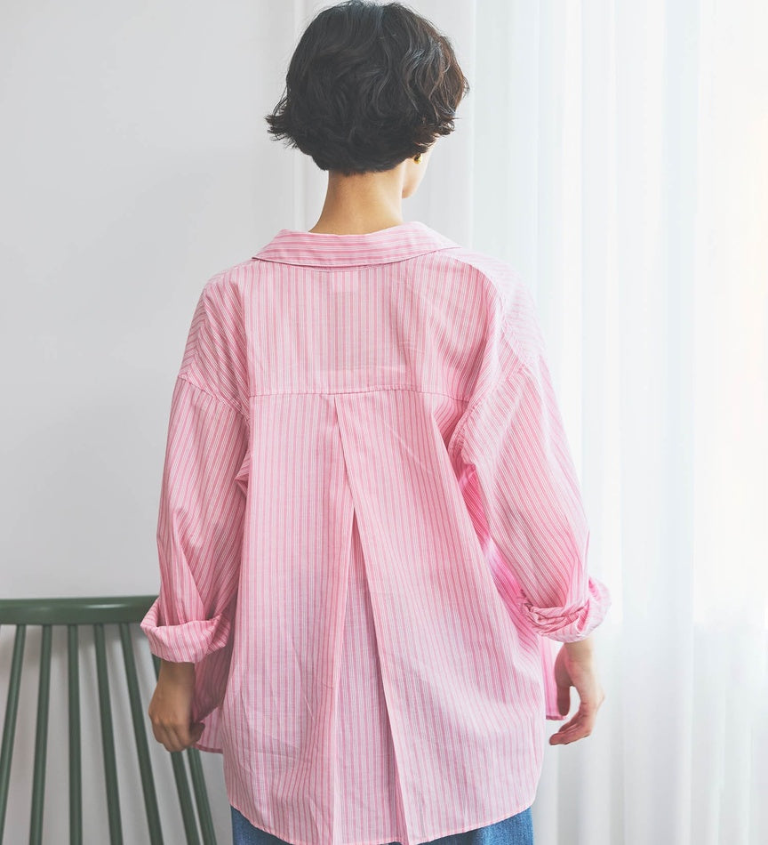 SOMETHING STRIPE SHIRTS ST223-6161 L/S PINK