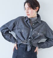 SOMETHING BIG DENIM SHIRT ST224-183 L/S BLACK