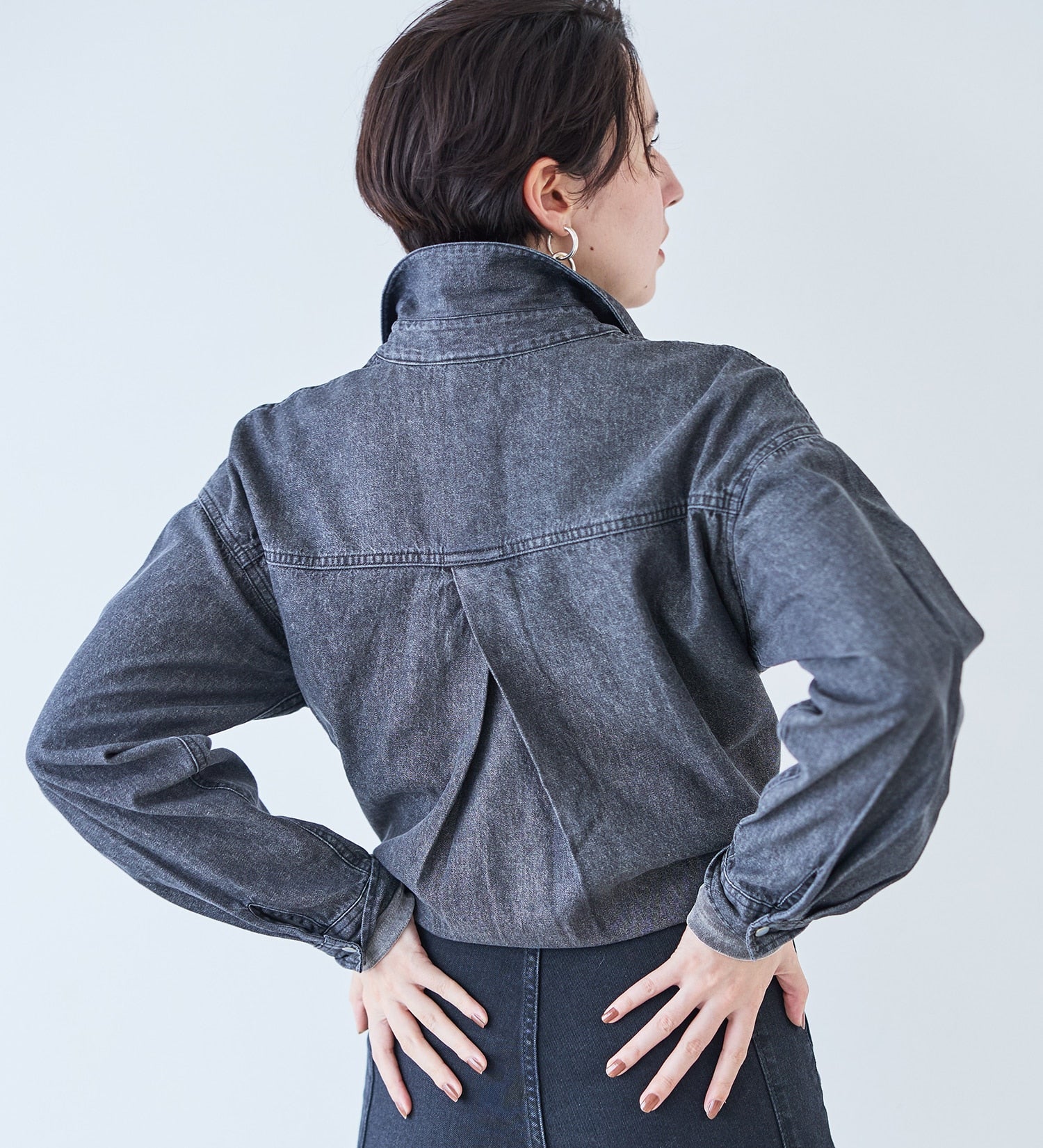 SOMETHING BIG DENIM SHIRT ST224-183 L/S BLACK