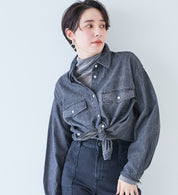 SOMETHING BIG DENIM SHIRT ST224-183 L/S BLACK