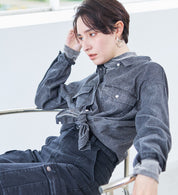 SOMETHING BIG DENIM SHIRT ST224-183 L/S BLACK