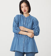 SOMETHING TIERED DENIM SHIRTS ST250-6198 LIGHT BLUE