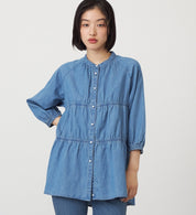 SOMETHING TIERED DENIM SHIRTS ST250-6198 LIGHT BLUE