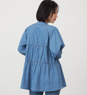 SOMETHING TIERED DENIM SHIRTS ST250-6198 LIGHT BLUE