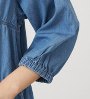 SOMETHING TIERED DENIM SHIRTS ST250-6198 LIGHT BLUE