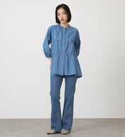 SOMETHING TIERED DENIM SHIRTS ST250-6198 LIGHT BLUE