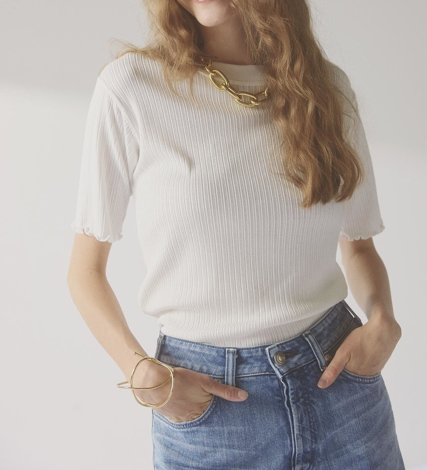 S RIB JAQUARD CUTSEW WHITE
