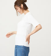 SOMETHING TOP ST688-6118 M/S RIB JAQUARD CUTSEW WHITE