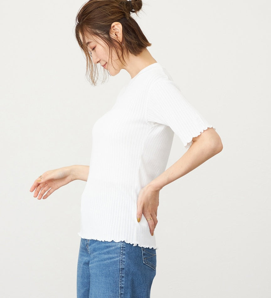 SOMETHING TOP ST688-6118 M/S RIB JAQUARD CUTSEW WHITE