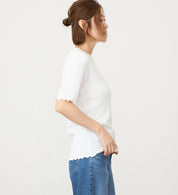 SOMETHING TOP ST688-6118 M/S RIB JAQUARD CUTSEW WHITE