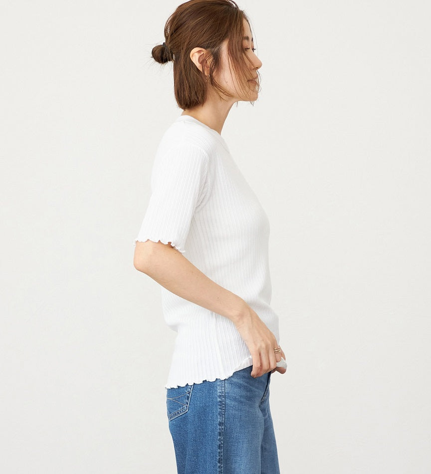 SOMETHING TOP ST688-6118 M/S RIB JAQUARD CUTSEW WHITE