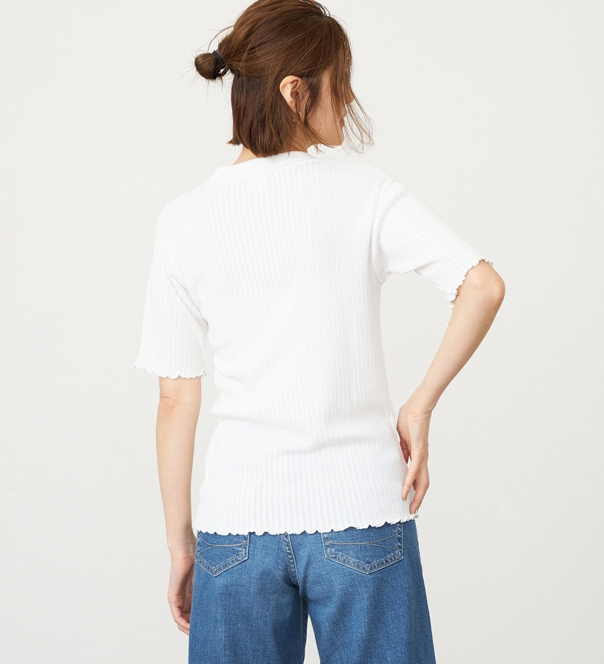 SOMETHING TOP ST688-6118 M/S RIB JAQUARD CUTSEW WHITE