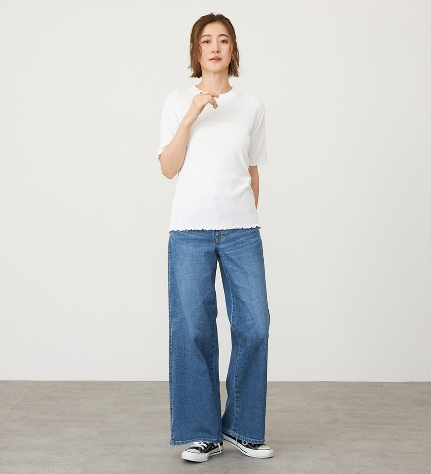 SOMETHING TOP ST688-6118 M/S RIB JAQUARD CUTSEW WHITE