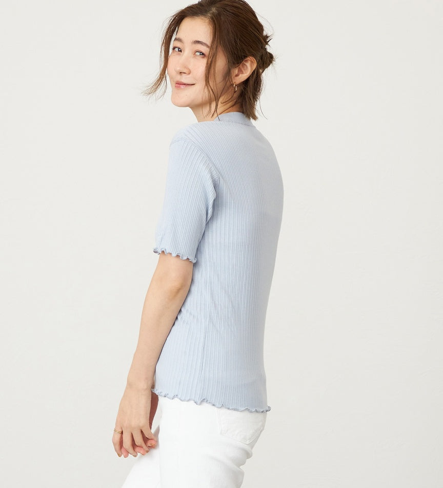 SOMETHING TOP ST688-6154 M/S RIB JAQUARD CUTSEW LIGHT BLUE
