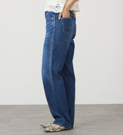 SOMETHING JEANS STG13-36 ELSA NV STRAIGHT MID BLUE USED WASH